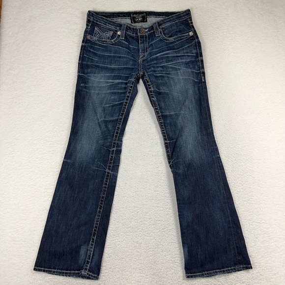 Big Star Denim - Big Star Liv Boot Jeans Womens 30R (33x31) Dark Wash Bootcut Denim Thick Stitch